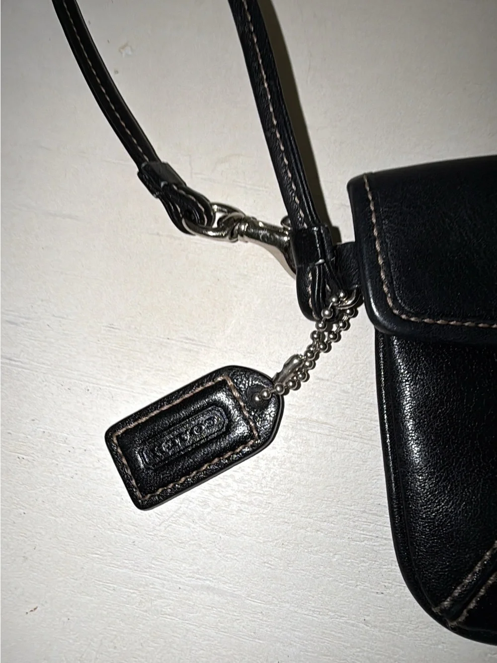 Coach Y2K soho black leather wristlet with strap and hang tag
